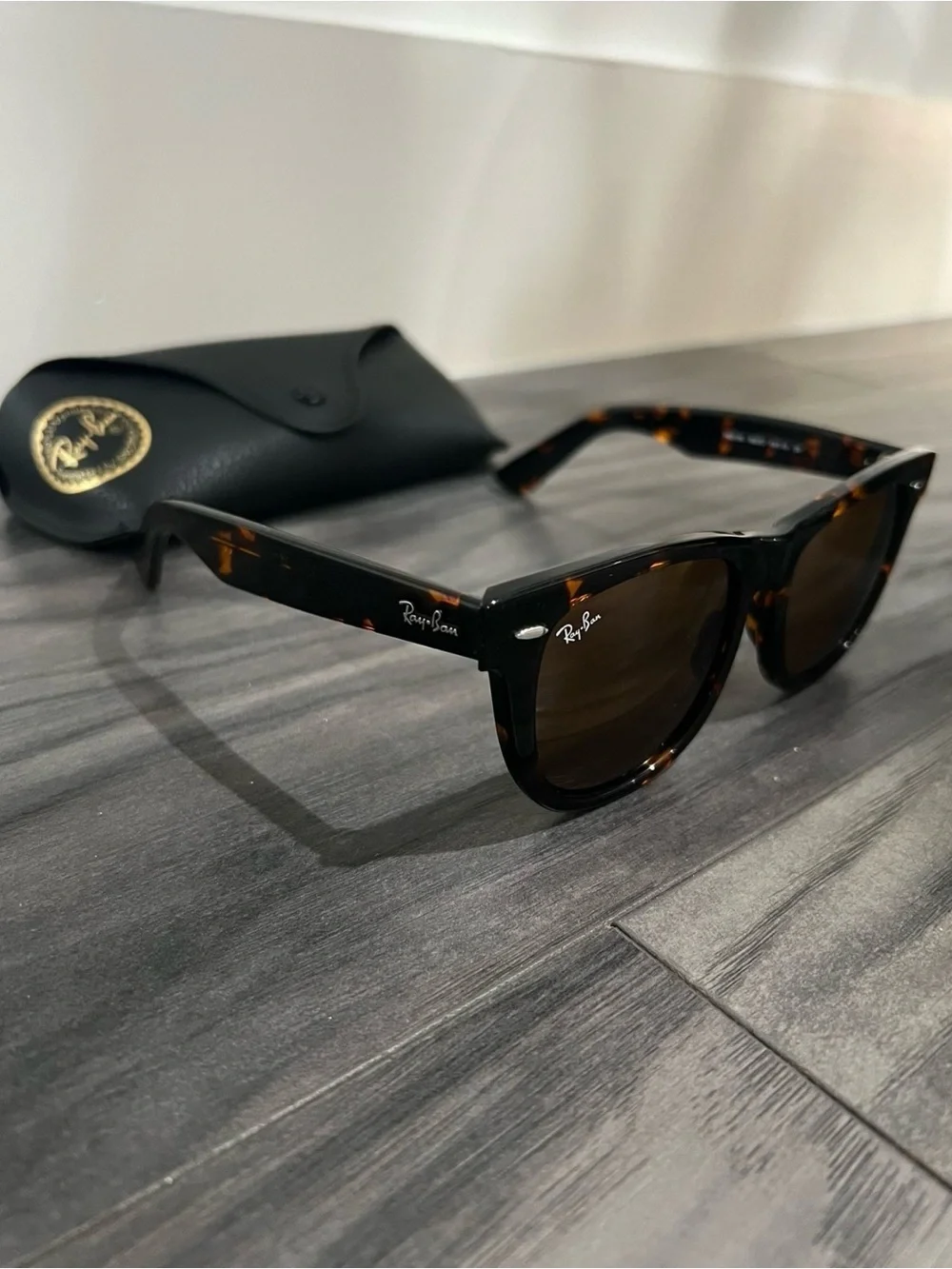 Ray-Ban Tortoiseshell Frame Sunglasses with Brown Lenses